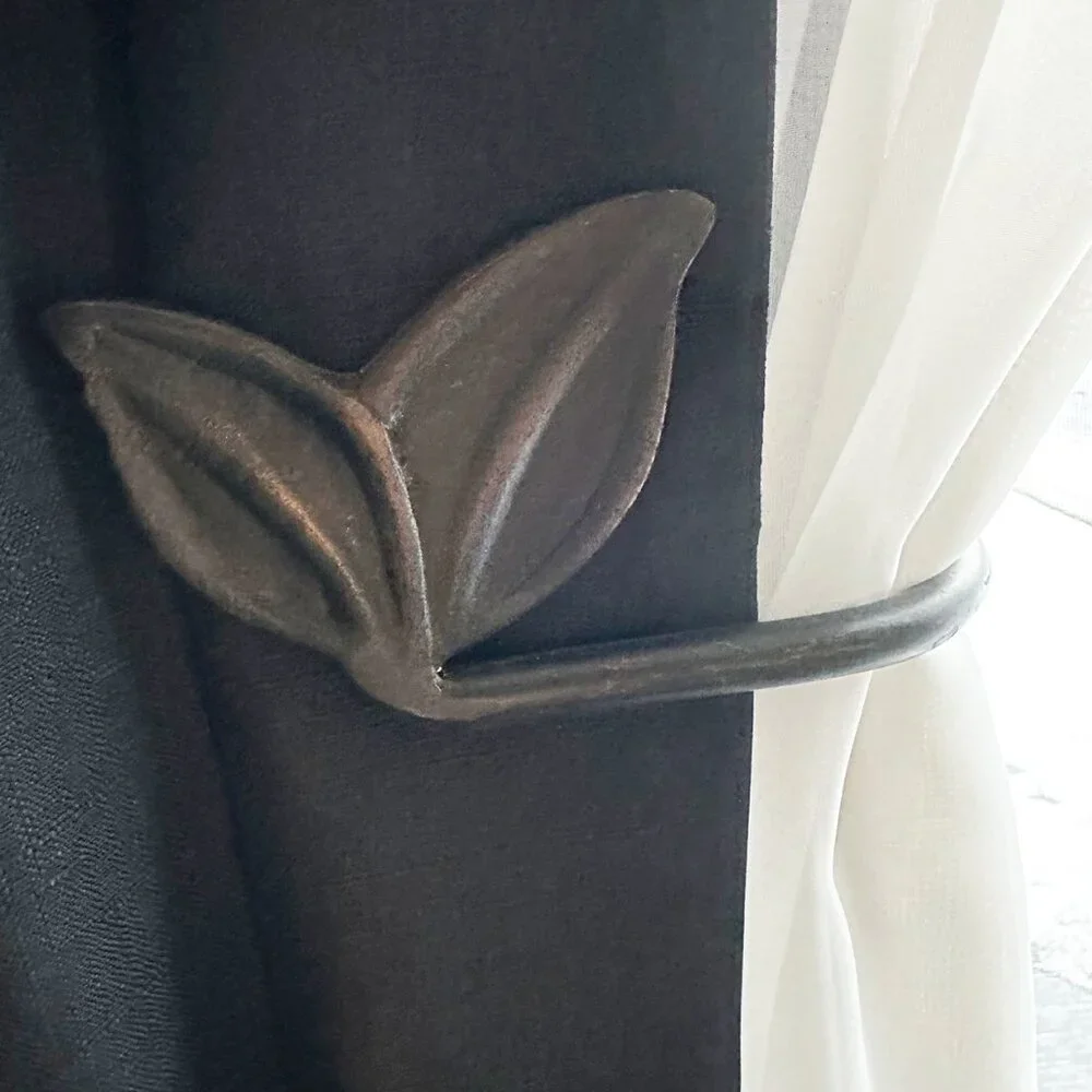 Pottery Barn Iron Dark Bronze Leaf Holdbacks for Curtains
